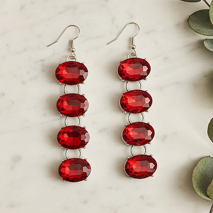 13040 - Crystal Earrings - Red