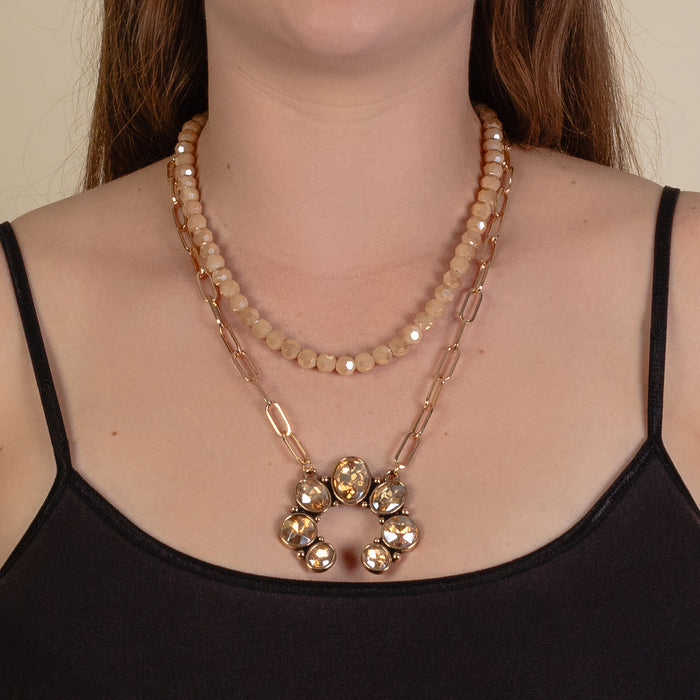 92101 - Layered Crystal Necklace - Gold