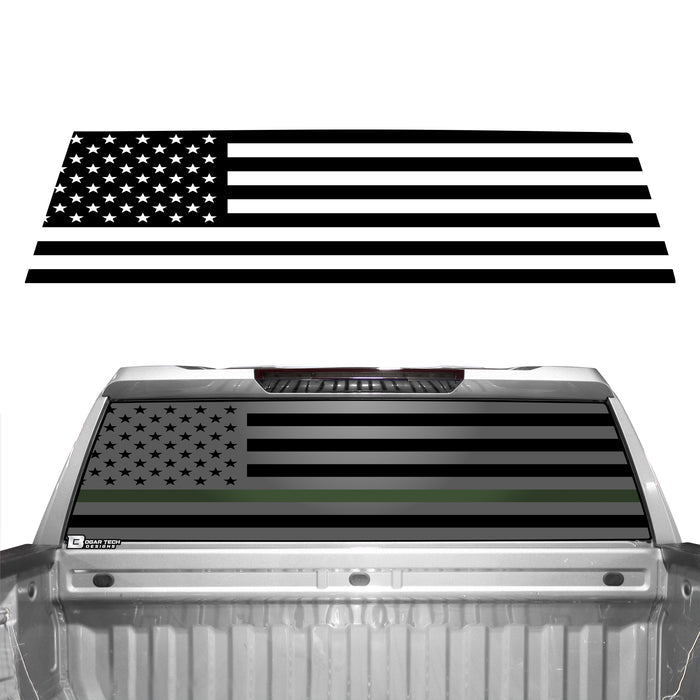 American Flag Rear Window Vinyl Decal Stickers Fits Chevy Silverado GMC Sierra 2019 - 2025 - Bogar Tech Designs