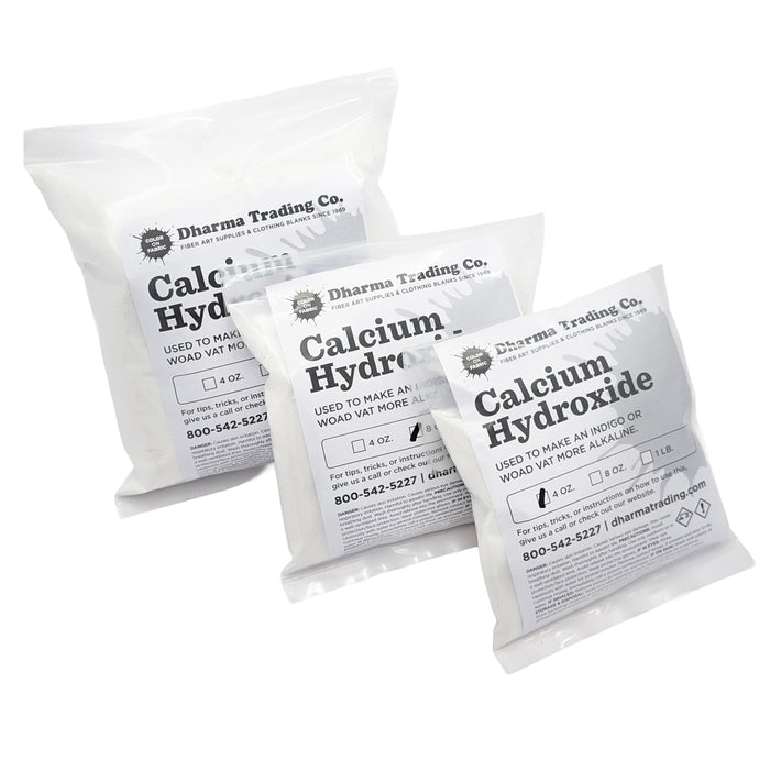 Plastic bags filled with white calcium hydroxide powder