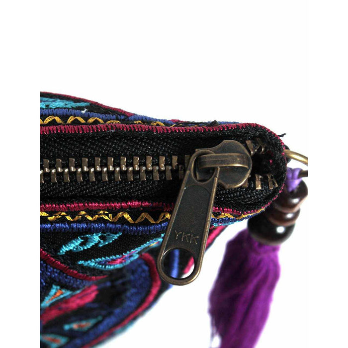 Convertible Embroidered Leather Crossbody / Clutch Bag - Thailand