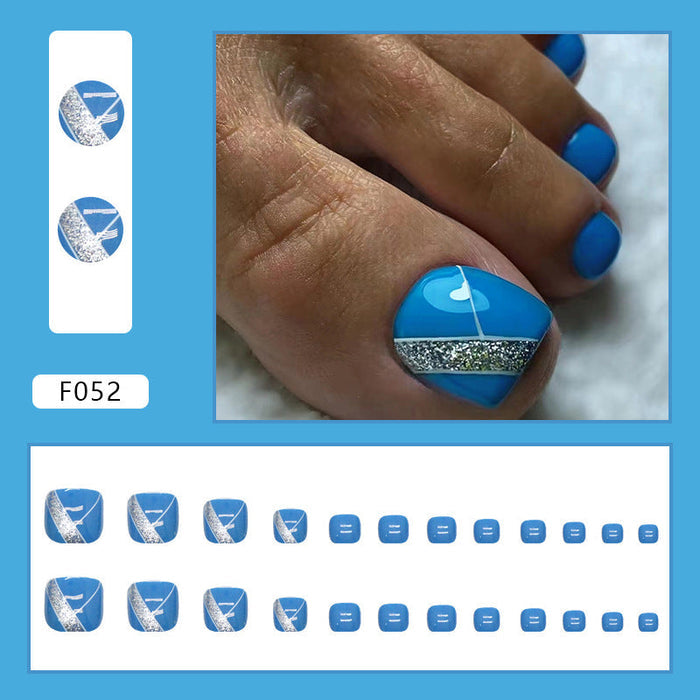 Diamond sparkle ins-style fake nails pedicure F052