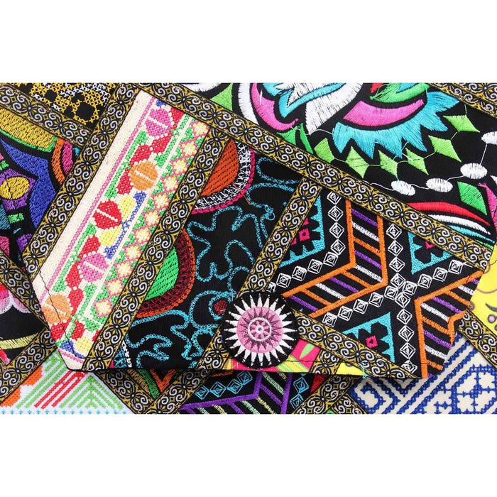 Embroidered Patchwork Clutch with Pom Pom Tassel - Thailand