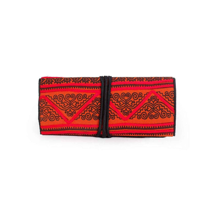 Geometric Hmong Foldover Yarn Piped Wallet - Thailand