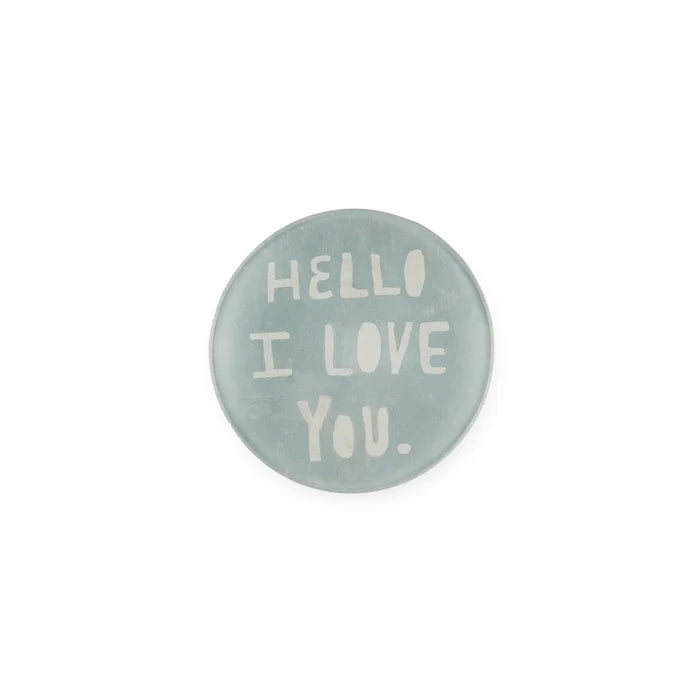 Hello I Love You Mini Round Decoupage Plate