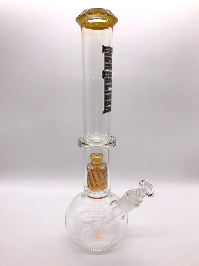 Smoke Station Water Pipe High Caliber American Gold Fumed Double Matrix Perc Beaker