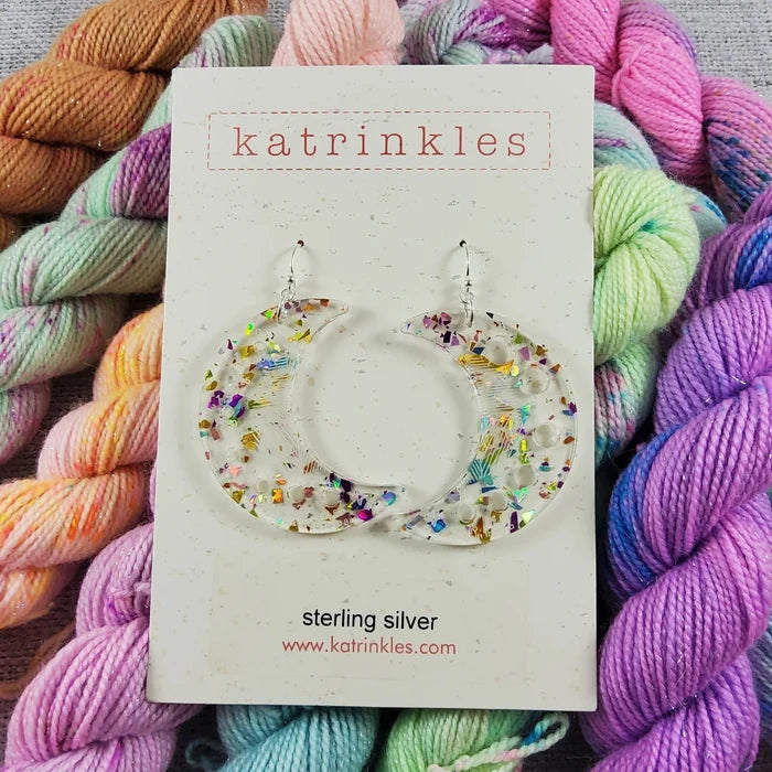 Katrinkles - Glitter Acrylic Moon Needle Gauge Earrings