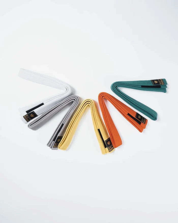 Kingz Gold Label V2 Kids Belt Solid Color - Group View All Colors Fanned - Youth BJJ Belt Set