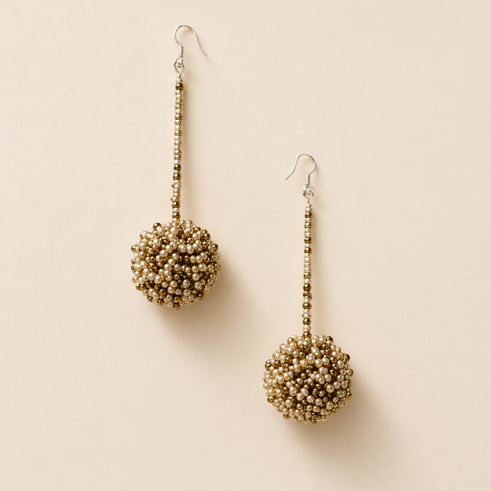 Luna Seed Bead Sphere Drop Earrings – Guatemala