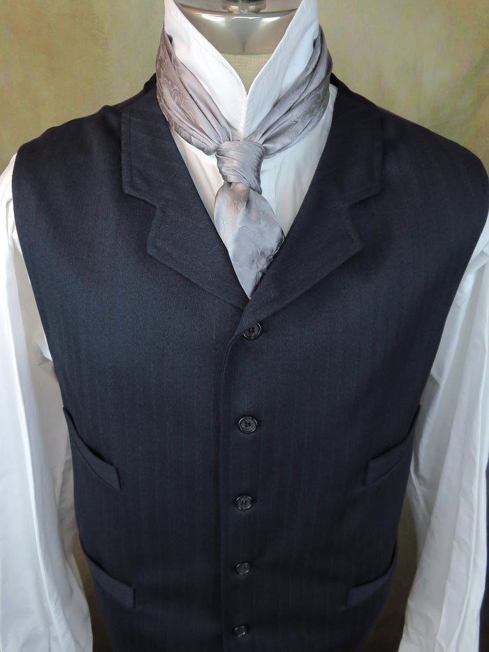 Men's Notch Vest - Dark Blue with Wine Accent Herringbone #150-B