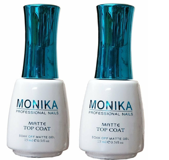 MONIKA Professional - UV/LED Soak off Gel (No-Wipe) MATTE TOP COAT - 0.5 fl.oz/15mL (Pack of 2)