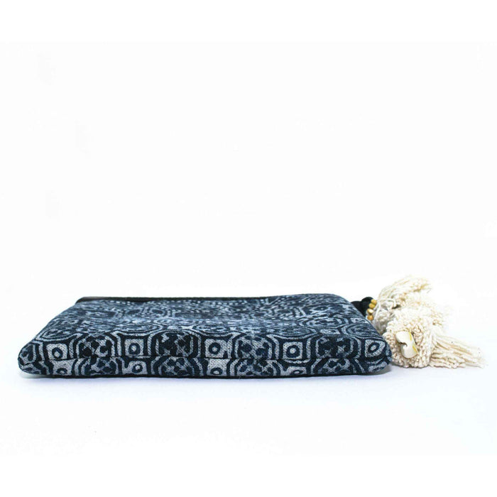 Oasis Stamped Batik Coin Pouch with Tassel - Thailand