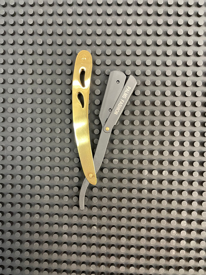 Palms Professional Straight Edge Barber Razor Holder - Black/Gold - Palms Fashion Inc.