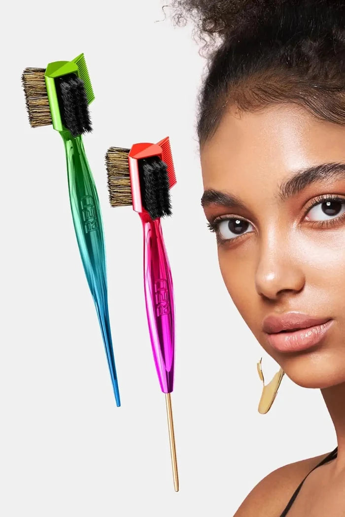 RED 4-IN-1 360 EDGE BRUSH WITH RATTAIL RED BEAUTY