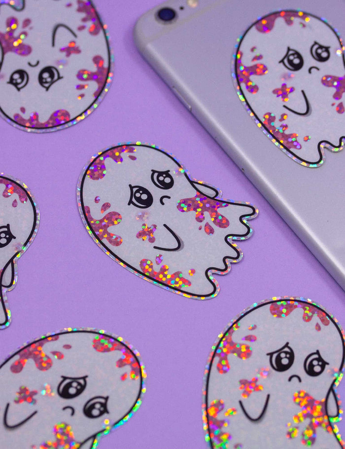 Sad Ghost glitter STICKER