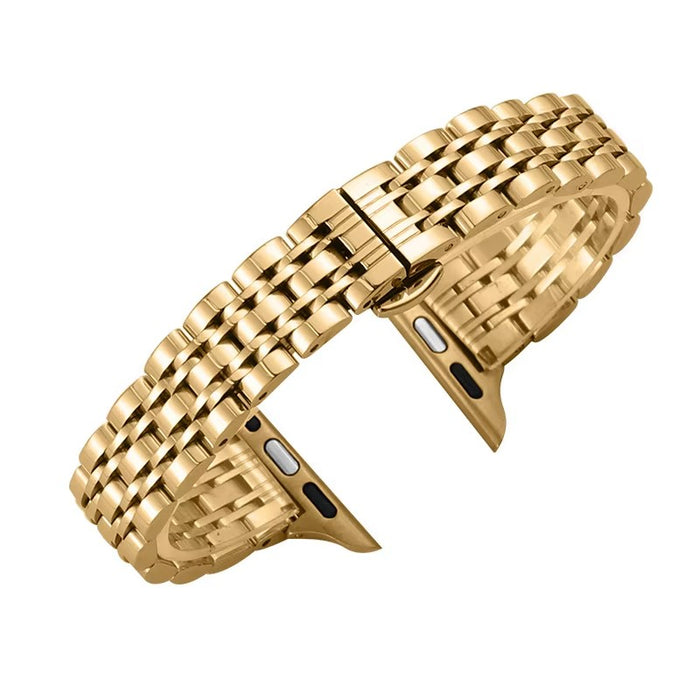 Slim Prestige Stainless Steel Link Band For Apple Watch Multiple Colors Available — Whether you choose the polished silver or the sophisticated gold, your wrist will exude effortless style.