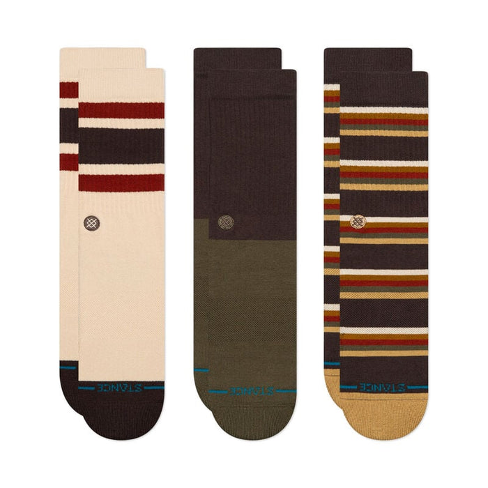 Stance Mill House 3 Pack Crew Socks Apparel Stance Dark Brown Medium