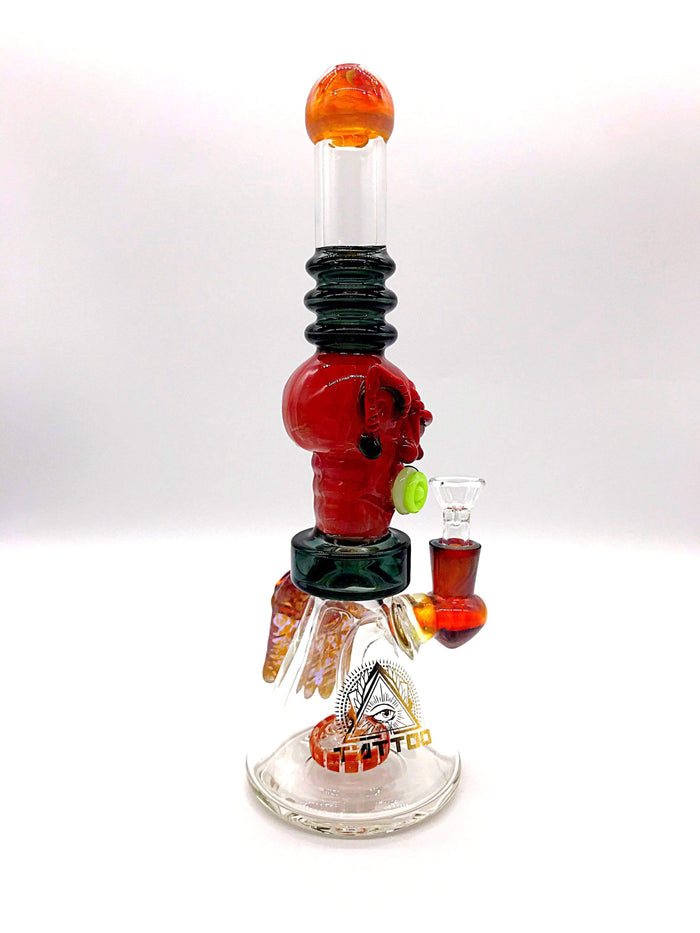 Smoke Station Water Pipe Tattoo Glass Heady American Devil with Perc
