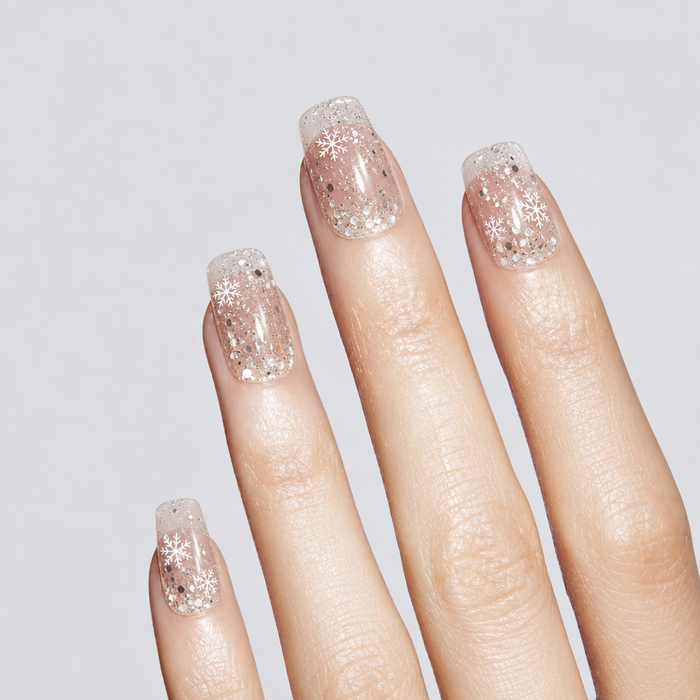 White Snow Strips UV Gel Nail Stickers - White Christmas Snowflake Nail Art Wraps