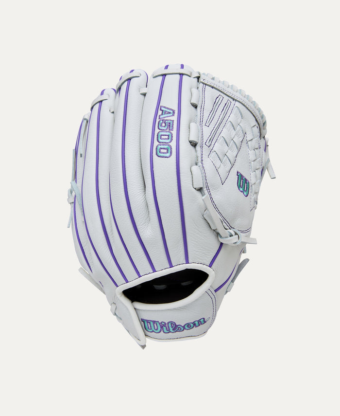 Wilson 2026 A500 Siren 12.5" Fastpitch Glove Equipment Wilson White/Purple Right Hand Throw