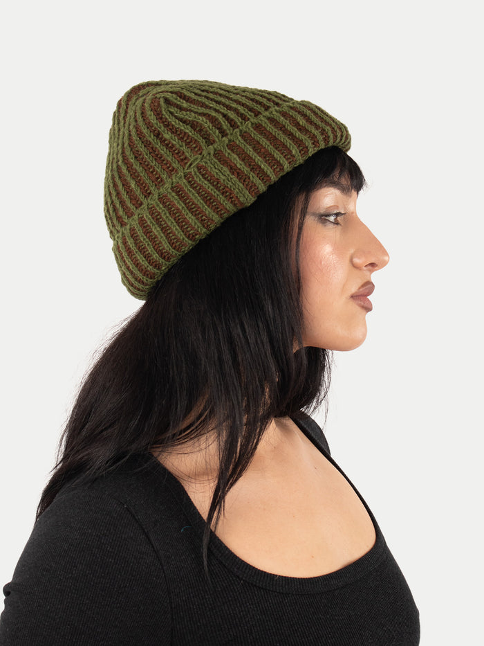 Woolen Fisherman Two Tone Beanie | Brown-Image 3