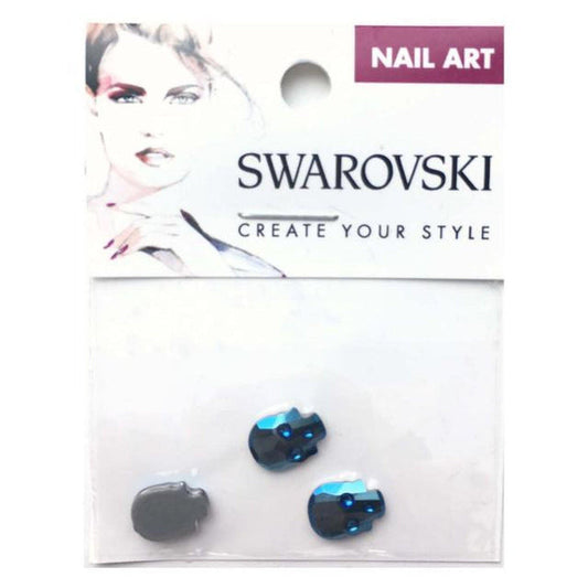 10x7.5mm Swarovski Skull Flat Back - Metallic Blue