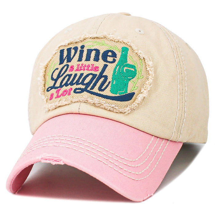 1655 - Wine A Little Laugh A Lot Hat - Pink