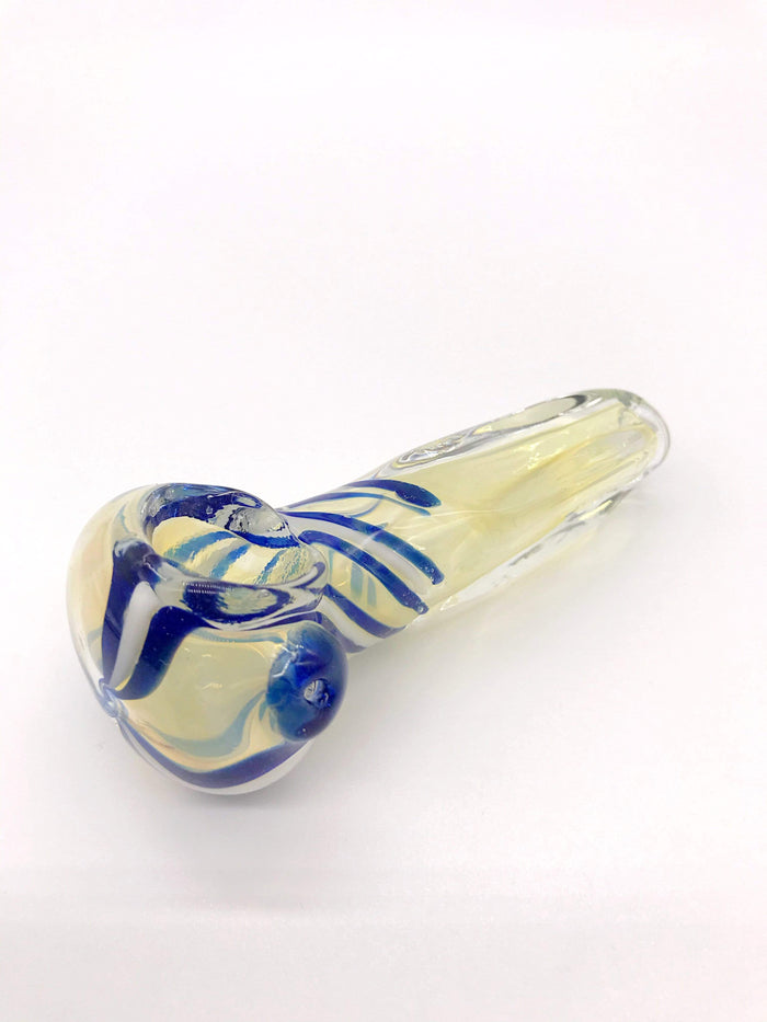 Smoke Station Hand Pipe 3” Blue and White Stripe Clean Spoon Hand Pipe