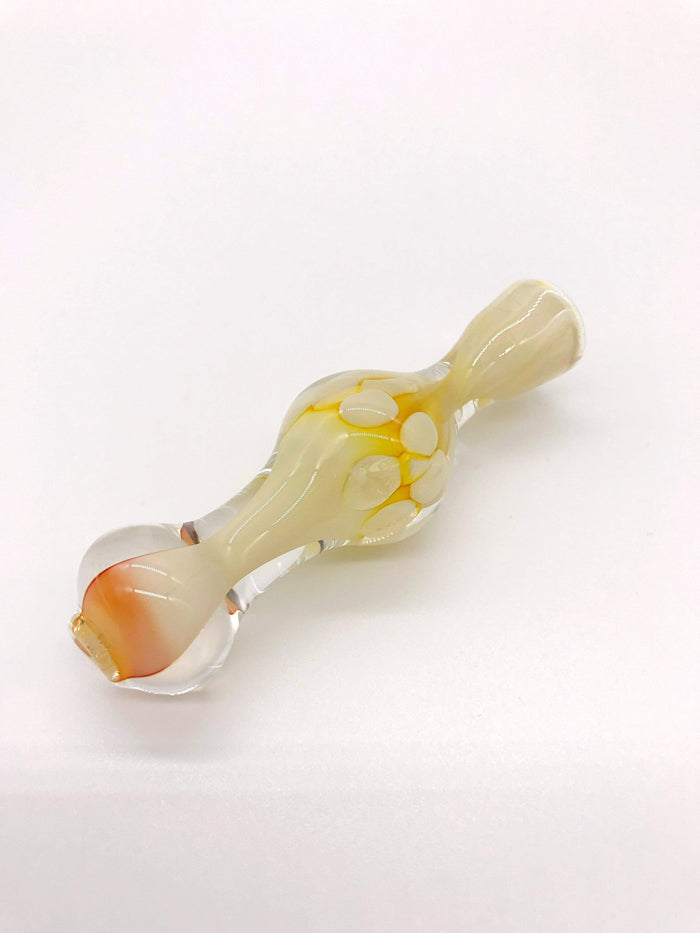 Smoke Station Hand Pipe 3” White-and-Gold Chillum Hand Pipe