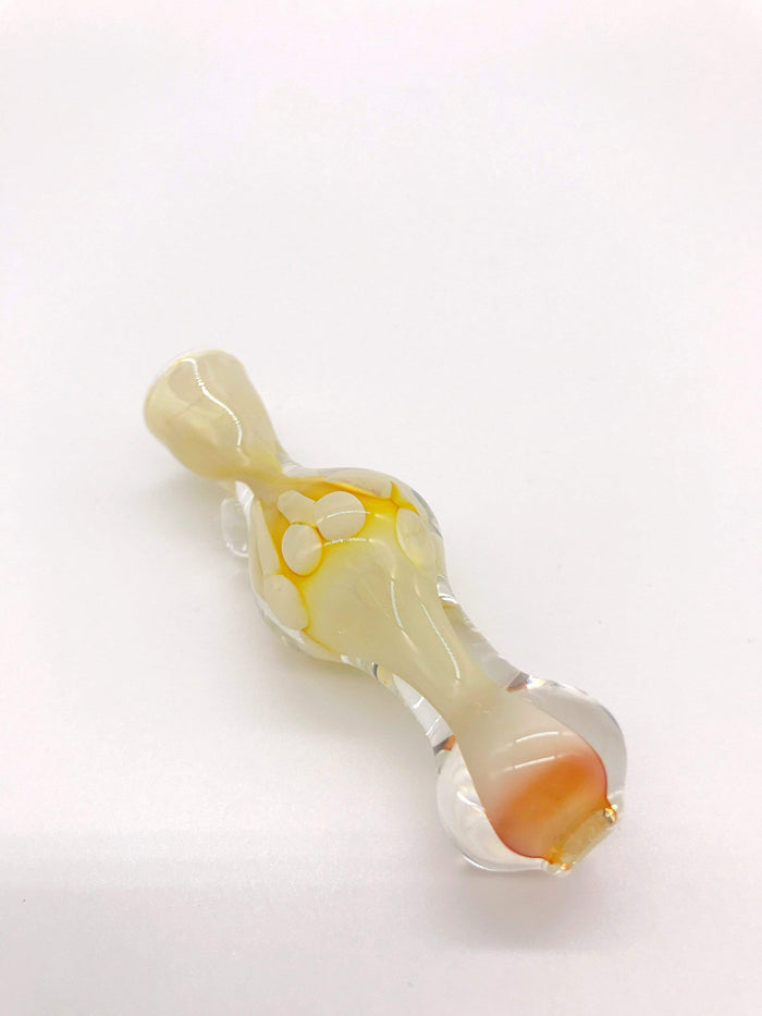 Smoke Station Hand Pipe 3” White-and-Gold Chillum Hand Pipe