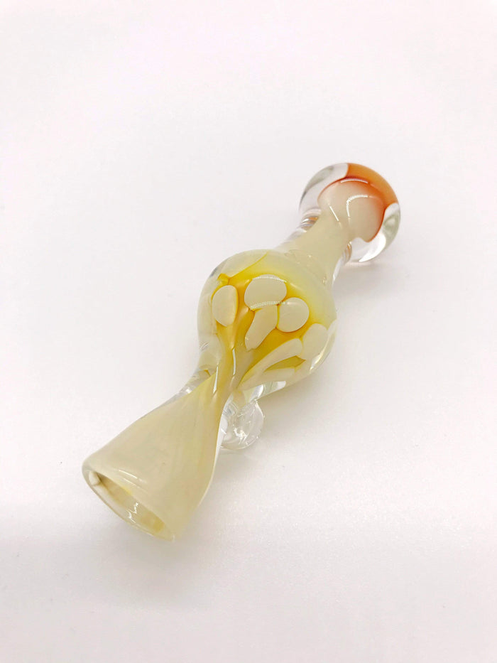 Smoke Station Hand Pipe 3” White-and-Gold Chillum Hand Pipe
