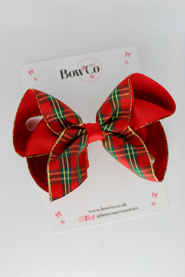 4-Inch Loop Red Tartan Hair Bow
