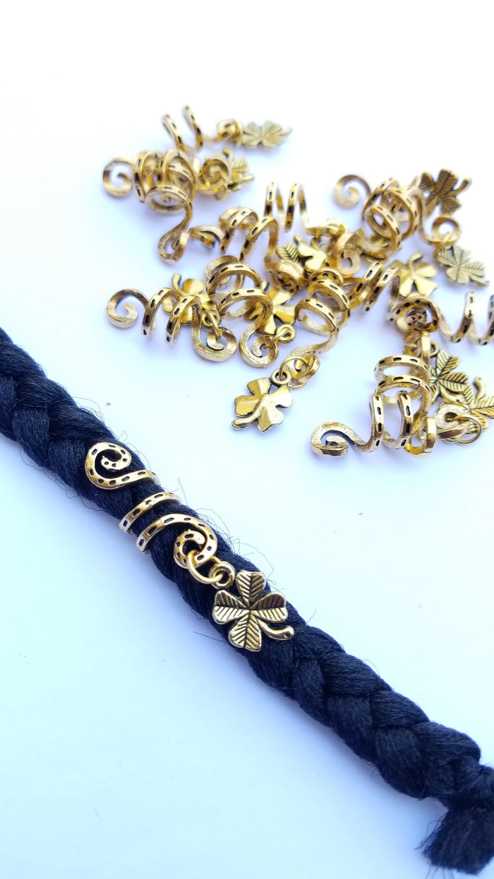 5 Pcs Alloy Tube Dreadlocs and Braids Gold Clips Spiral Hair Accessories Charms