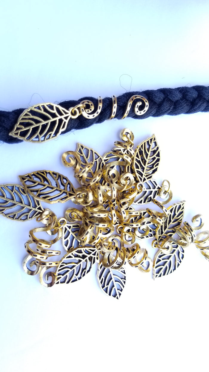 5 Pcs Alloy Tube Dreadlocs and Braids Gold Clips Spiral Hair Accessories Charms