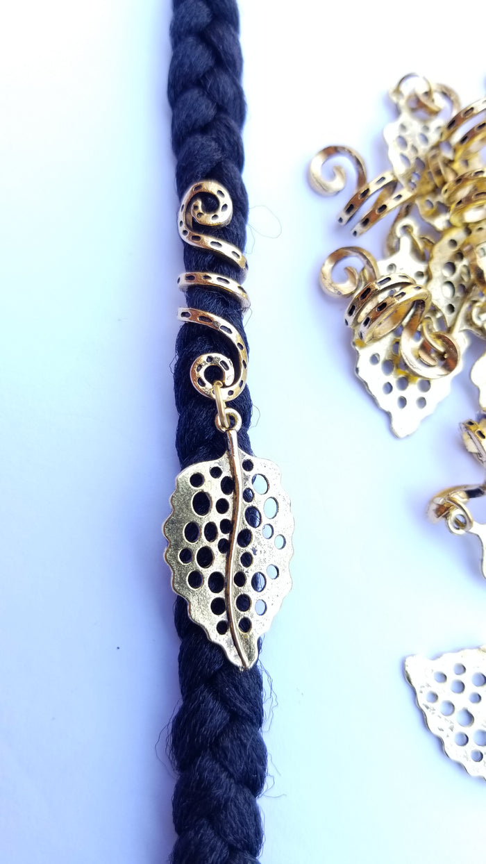 5 Pcs Alloy Tube Dreadlocs and Braids Gold Clips Spiral Hair Accessories Charms