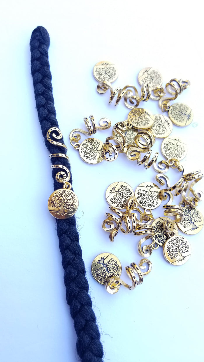 5 Pcs Alloy Tube Dreadlocs and Braids Gold Clips Spiral Hair Accessories Charms
