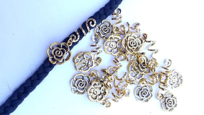 5 Pcs Alloy Tube Dreadlocs and Braids Gold Clips Spiral Hair Accessories Charms