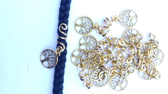 5 Pcs Alloy Tube Dreadlocs and Braids Gold Clips Spiral Hair Accessories Charms