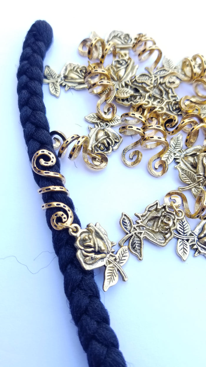 5 Pcs Alloy Tube Dreadlocs and Braids Gold Clips Spiral Hair Accessories Charms
