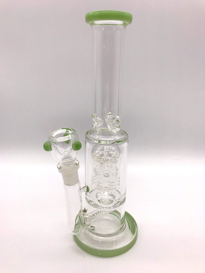 Smoke Station Water Pipe Green 5mm Thick Scientific Water Pipe with Dual Perc and Ice Catch