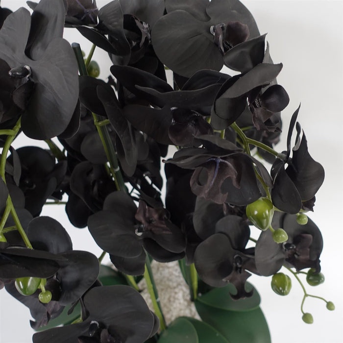60cm Orchid Artificial Black - White Ceramic Planter - Premium Quality-3