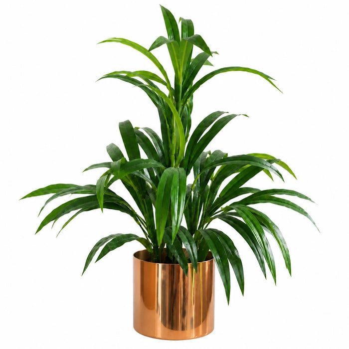 65cm Artificial Bamboo Leaf Shrub with Brushed Copper Planter-0
