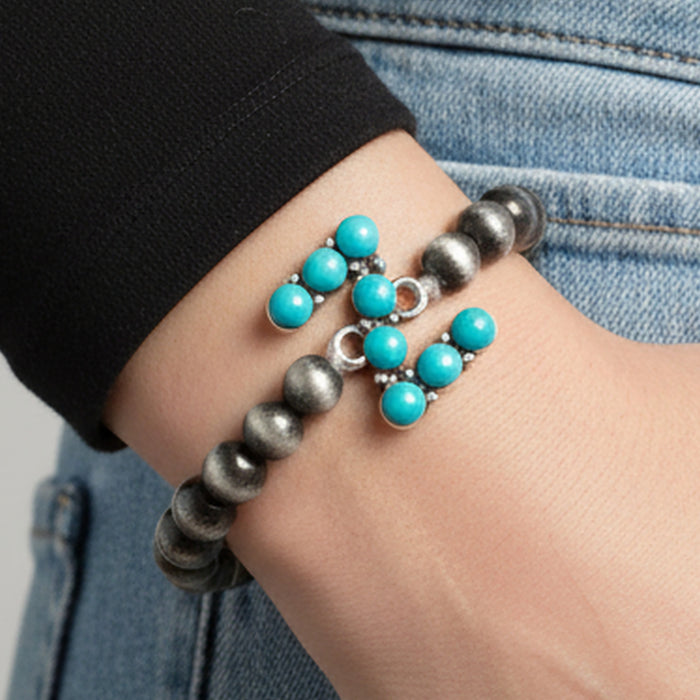 74889 - Squash Blossom "Z" Initial Bracelet - Turquoise & Silver