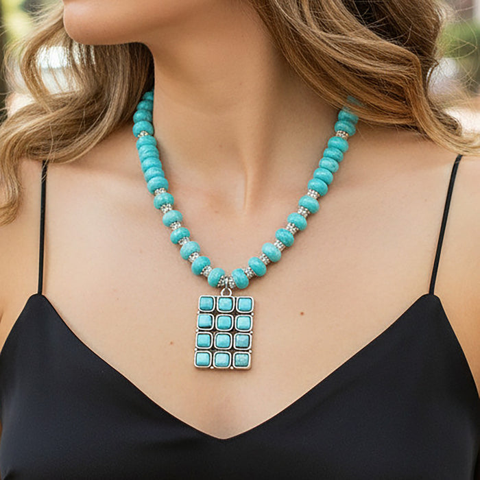 92388 - Squash Blossom Necklace - Turquoise