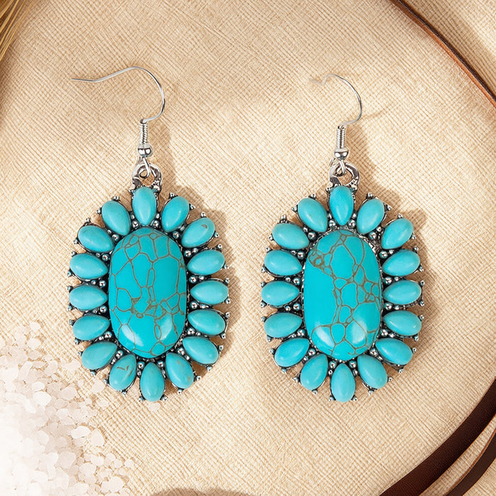 93596 - Squash Blossom Earrings - Turquoise & Silver