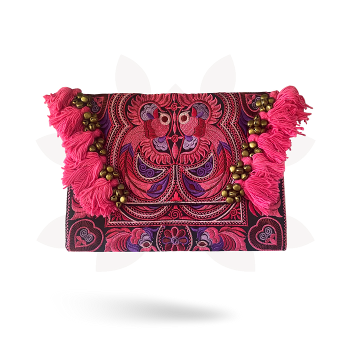 Adelita Embroidered Bird Boho Clutch iPad | Tablet Bag - Thailand