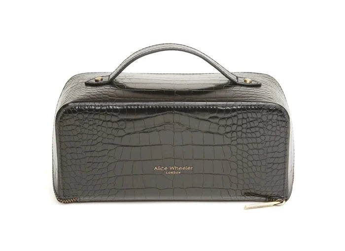 Alice Wheeler Deluxe Black Croc Effect Train Case - Franklins