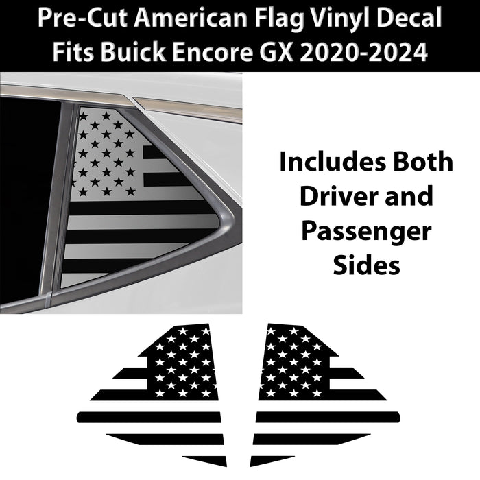 Quarter Window American Flag Vinyl Decal Stickers Fits Buick Encore GX 2020 - 2025 - Bogar Tech Designs