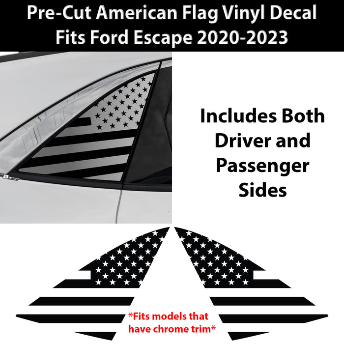 Quarter Window American Flag Vinyl Decal Stickers Fits Ford Escape 2020 - 2025 - Bogar Tech Designs