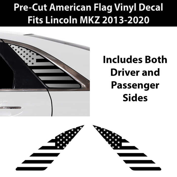 Quarter Window American Flag Vinyl Decal Stickers Fits Lincoln MKZ 2013 - 2020 - Bogar Tech Designs